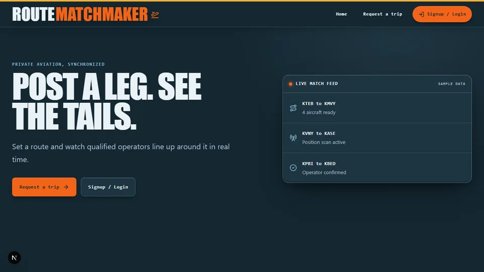 Route Matchmaker website preview